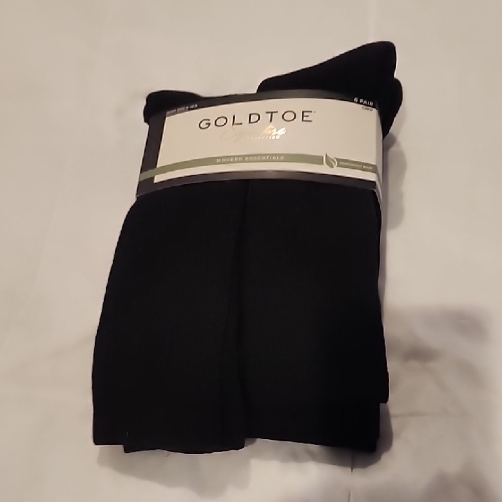 Gold Toe Classic Black Socks NEW IN PACKAGE-SHOE SIZE 6-12.5 SIX PAIRS